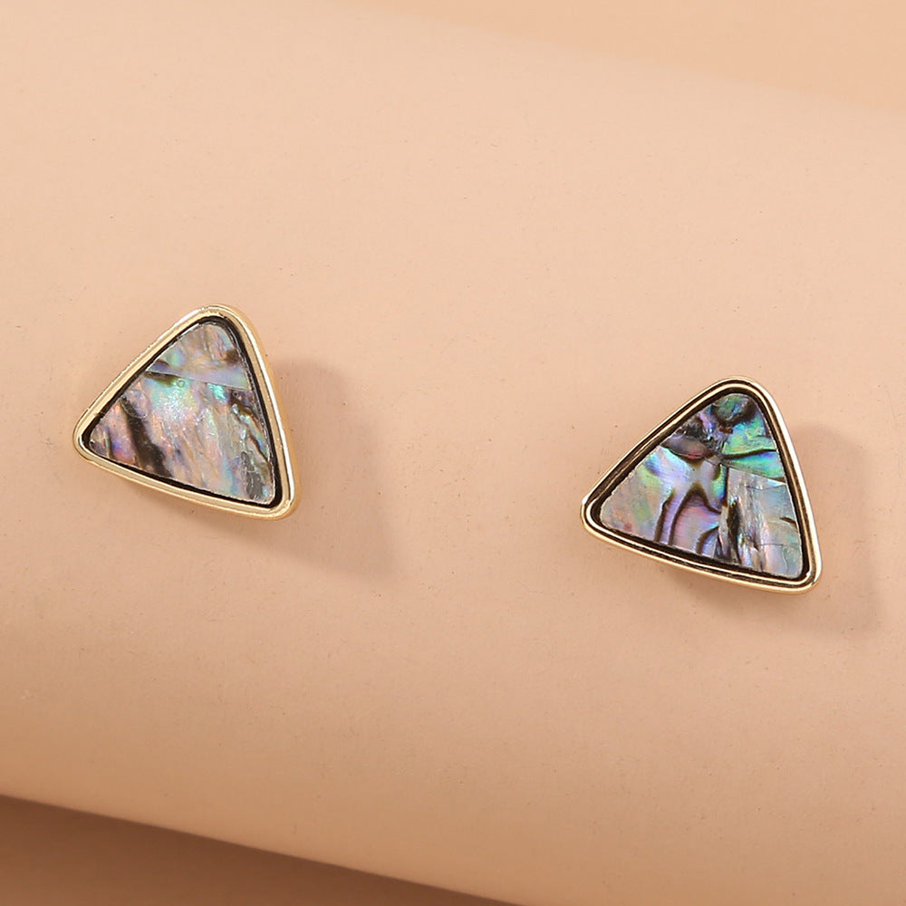 Vintage Joker Triangle Inlaid Natural Abalone Bei Earrings Women Earrings Wholesale