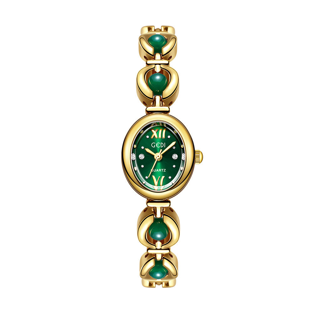 Gedi National Style Emerald Good-looking Bracelet Watch Niche High-grade Light Luxury Shell Pearls Exquisite Women's Quartz Watch