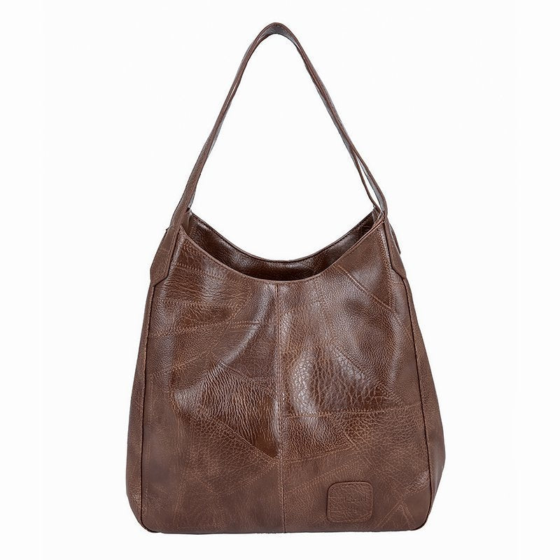 Retro Soft Leather Multi-Compartment Tote Bag