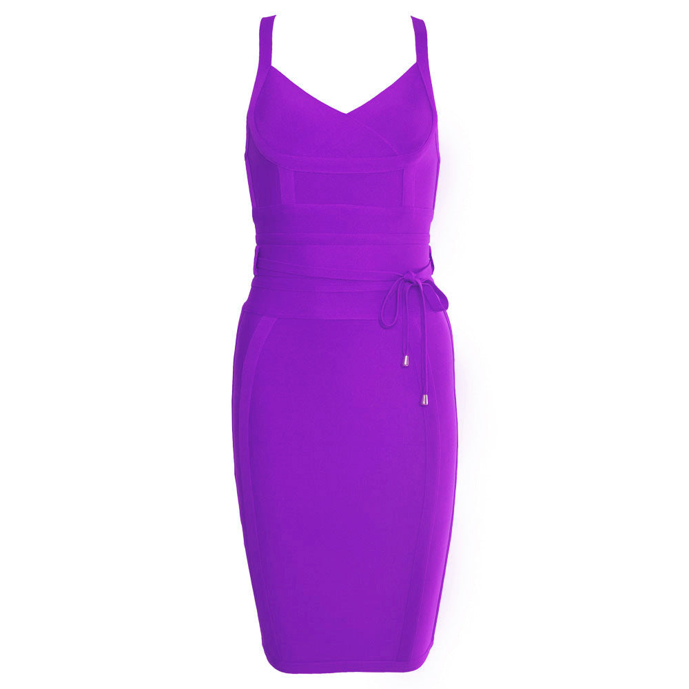 Women's Stretchy Bandage Bodycon Dress with Belt