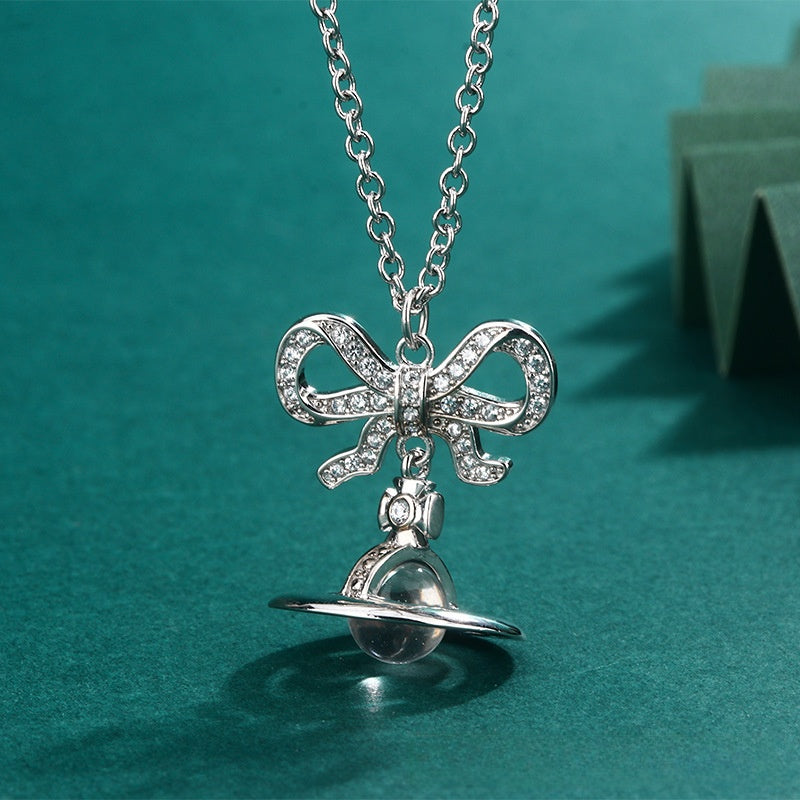 Saturn Pearl Pendant Necklace for Women