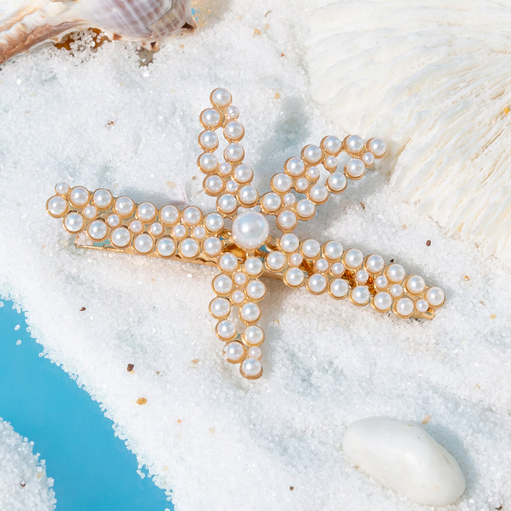 Starfish Pearl Diamond Hairpin for Women