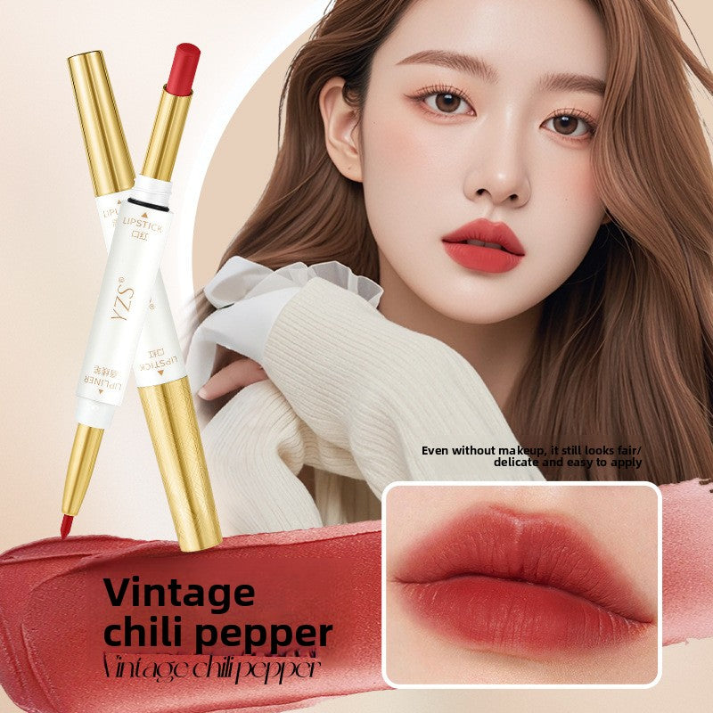 Soft fog non-stick cup double head lipstick