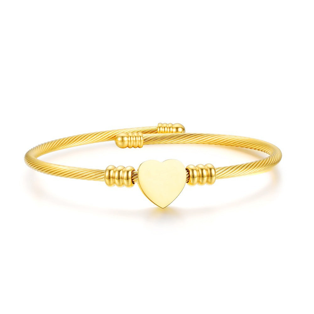 Trendy Titanium Steel Heart-Shaped DIY Bracelet for Women