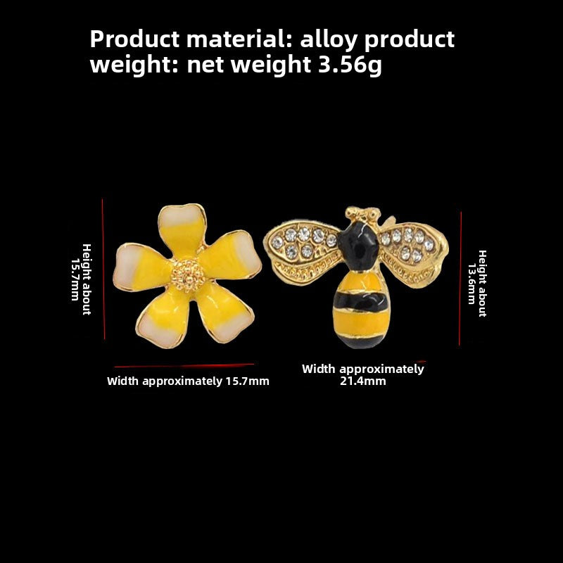 Flower Bee Stud Earrings for Women