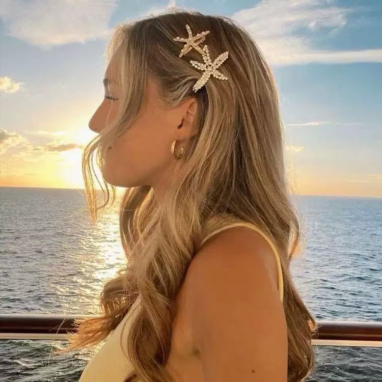 Starfish Pearl Diamond Hairpin for Women