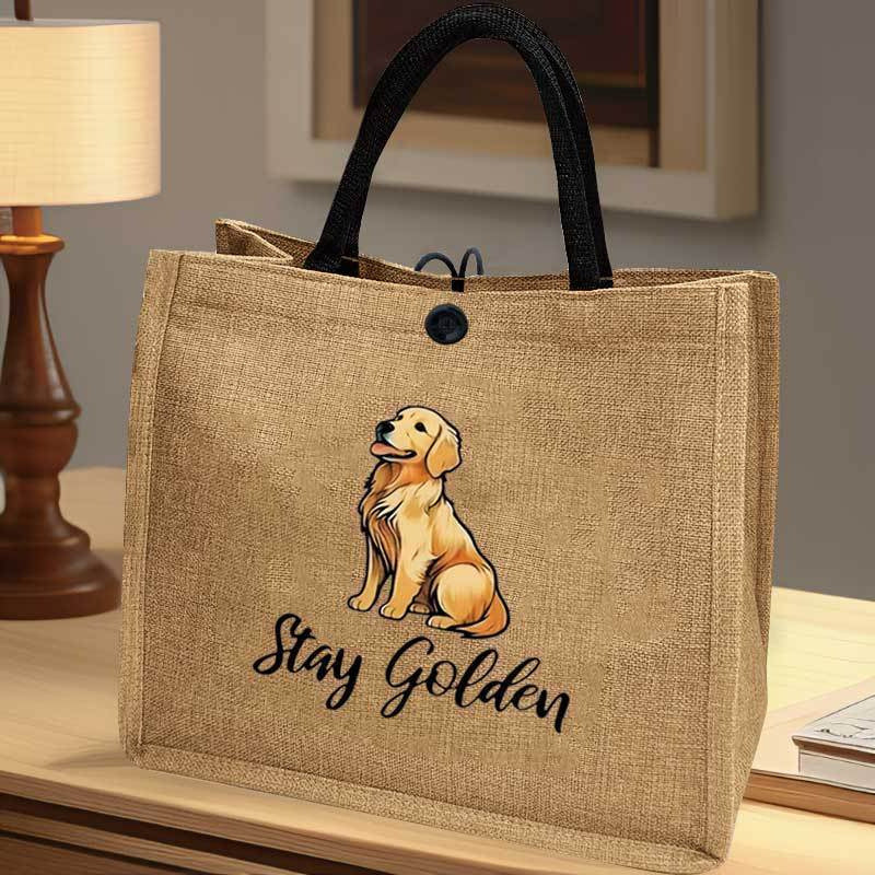 Daxs Hound Print Linen Handbag
