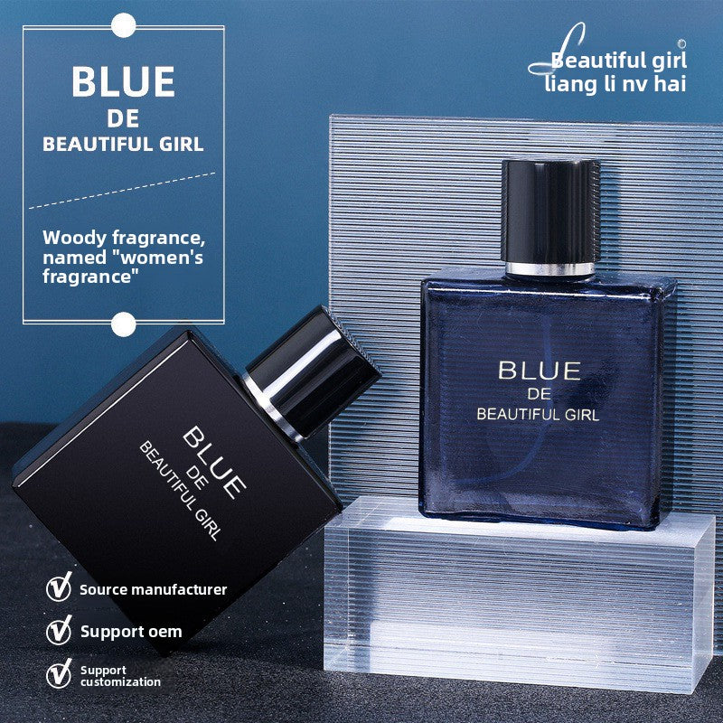 Beautiful girl blue perfume
