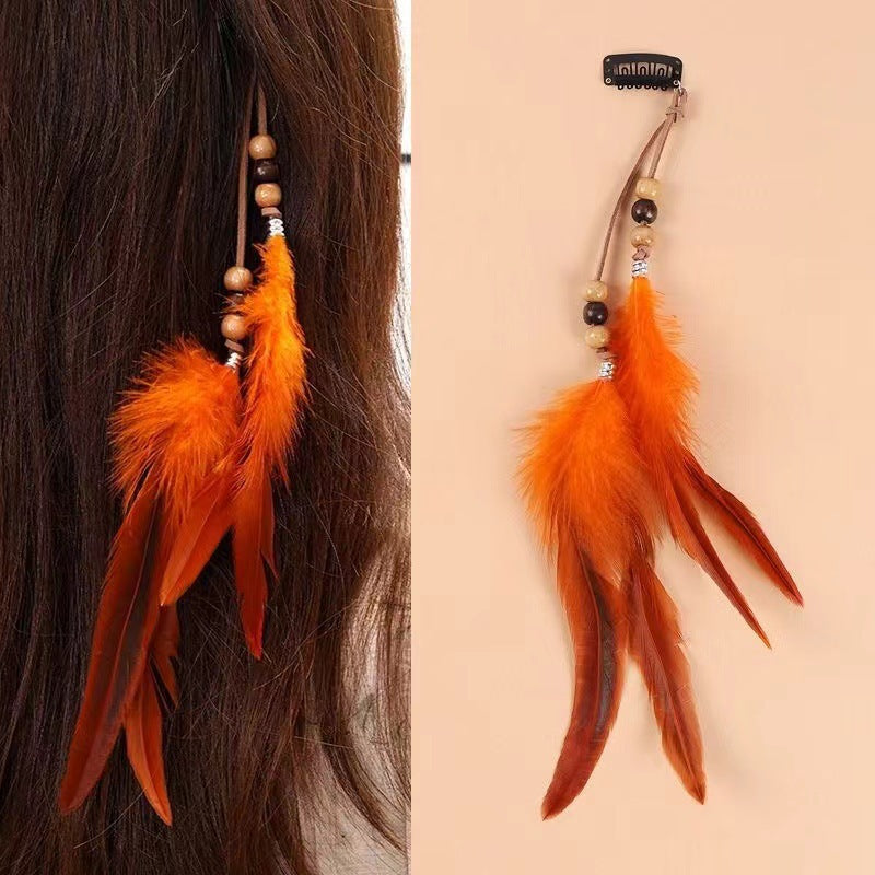 Vintage Feather Hairpin with Tassel Bohemian Hair Accessories