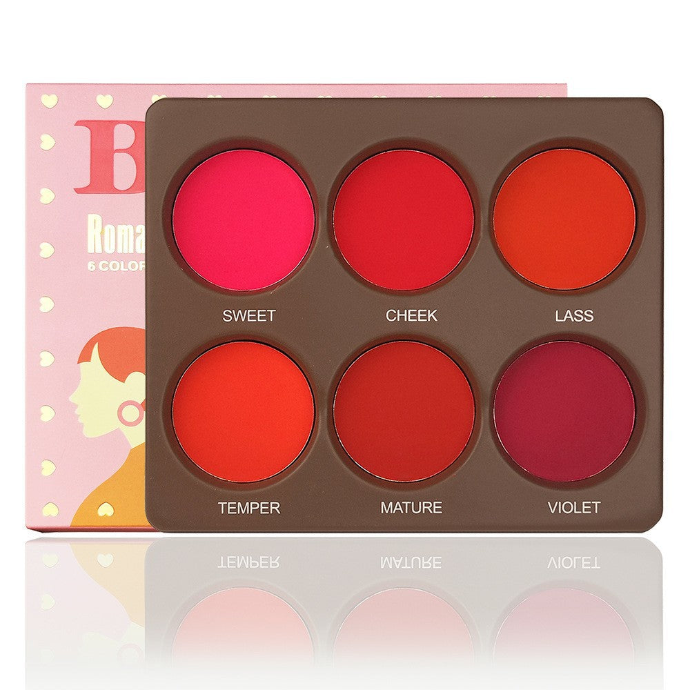A 6-color blush makeup plate