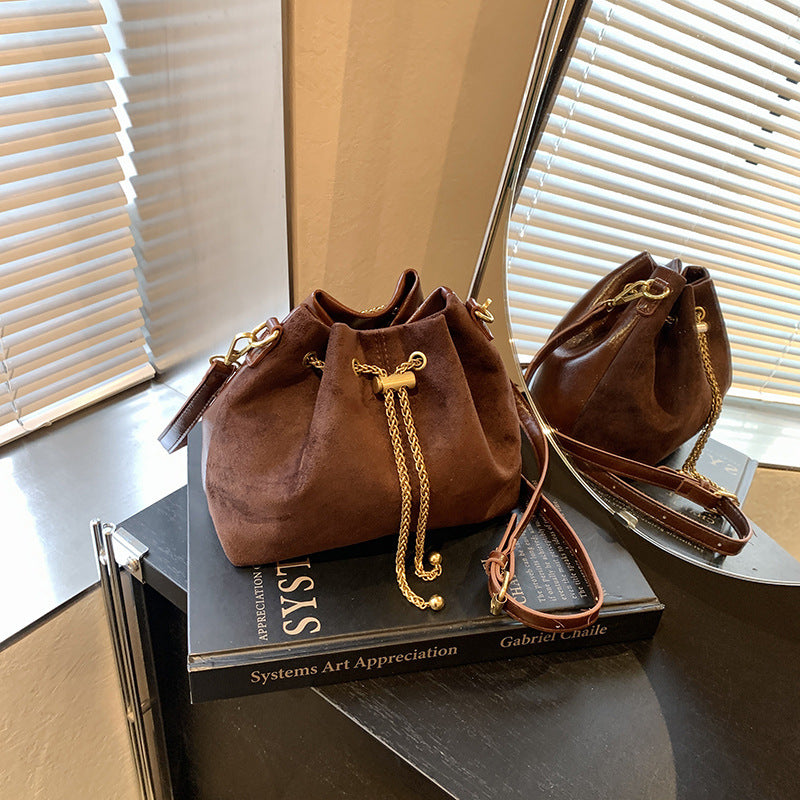 Retro Frosted Small Crossbody Bucket Bag