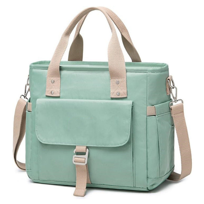 Wide Opening Insulated Lunch Bag with Detachable Strap and Side Pockets