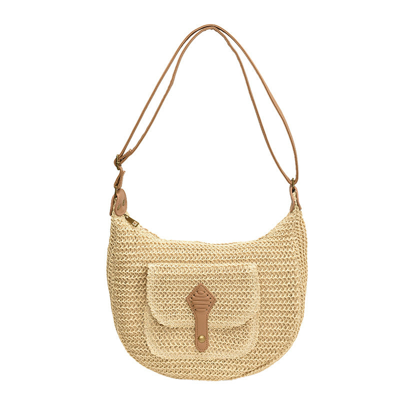 A casual and vacation-style straw-woven bag for women