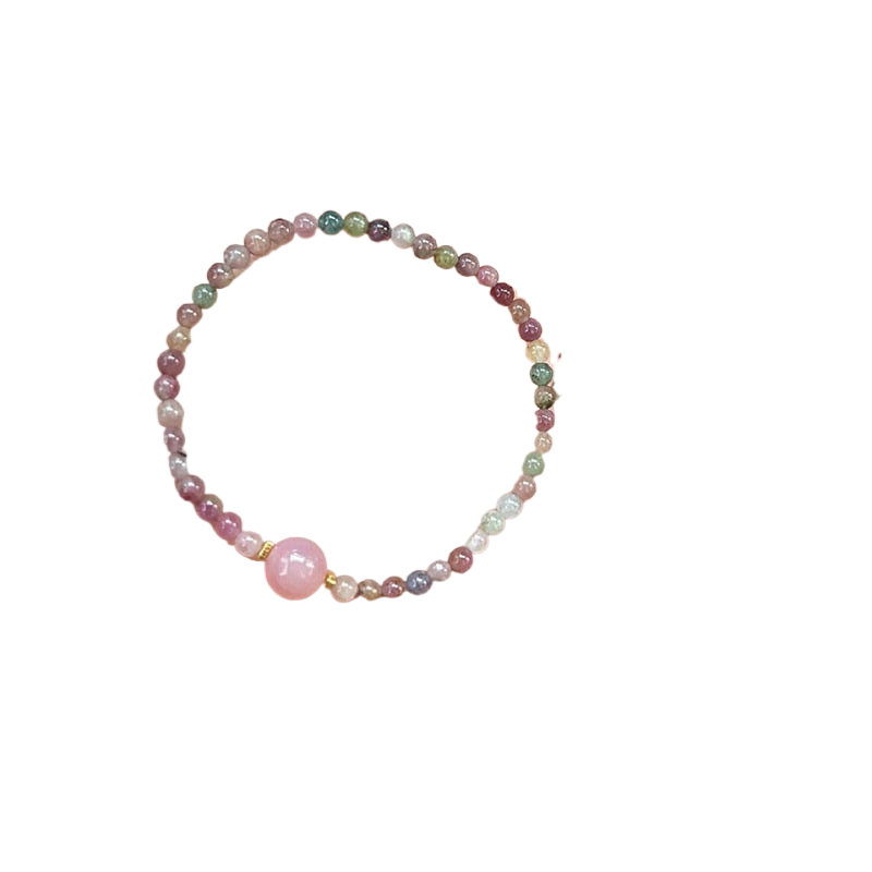 Opening ring women imitation tourmaline light luxury niche design food finger ring retro color crystal beads ring