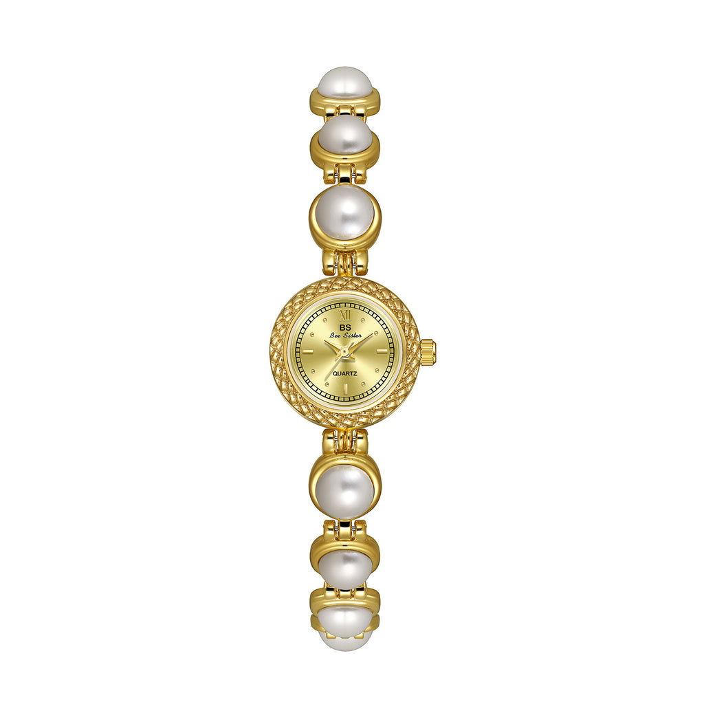 A light luxury pearl bracelet watch for elegant women