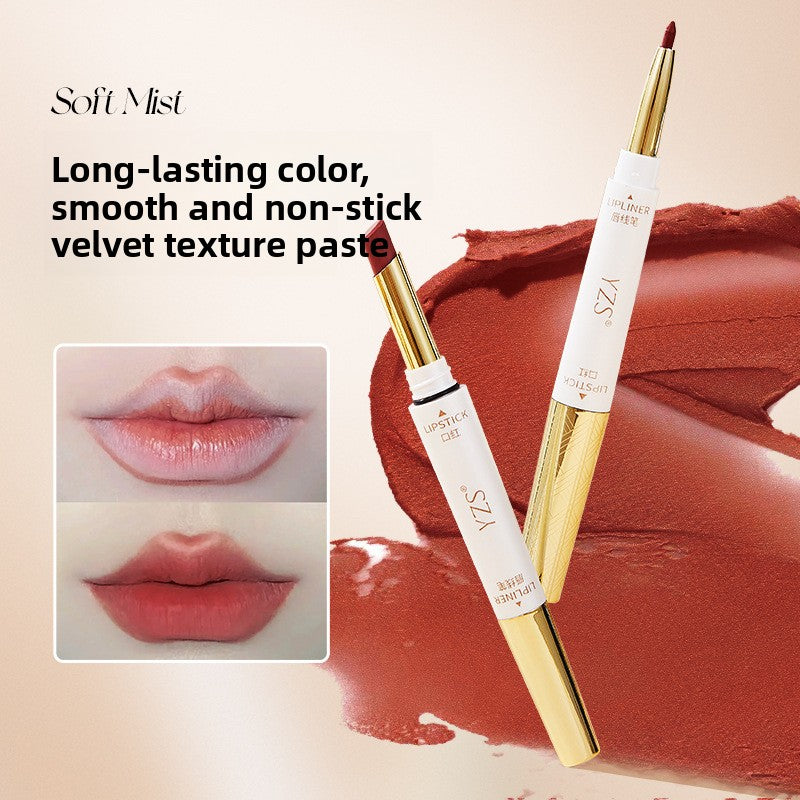Soft fog non-stick cup double head lipstick