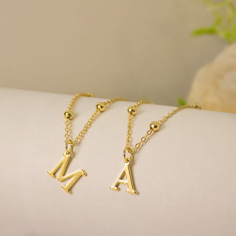 26-Letter Pendant Necklace, Gold Women's Jewelry, Lightweight and Elegant