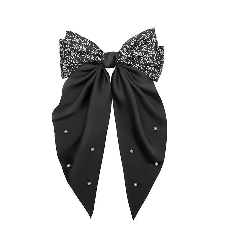 Retro Floral Pearl Bow Hair Clip
