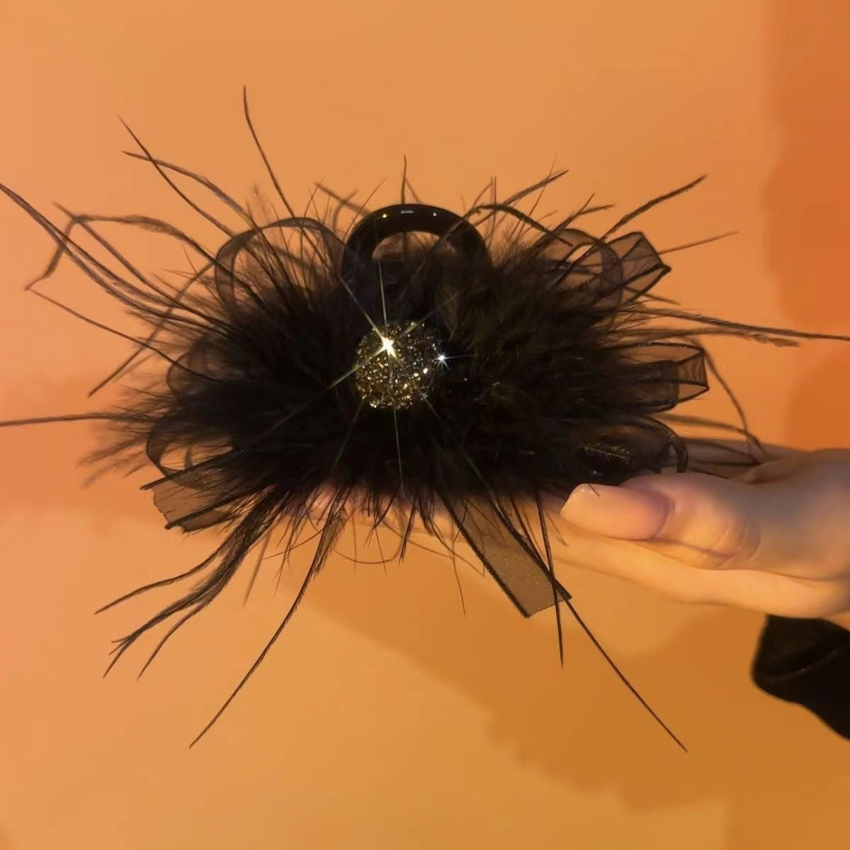 Elegant Ostrich Feather Hair Clip for Women