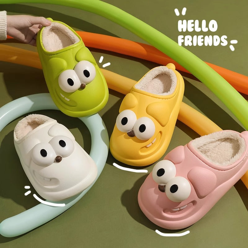 Cartoon cute big-eyed dog waterproof cotton slippers