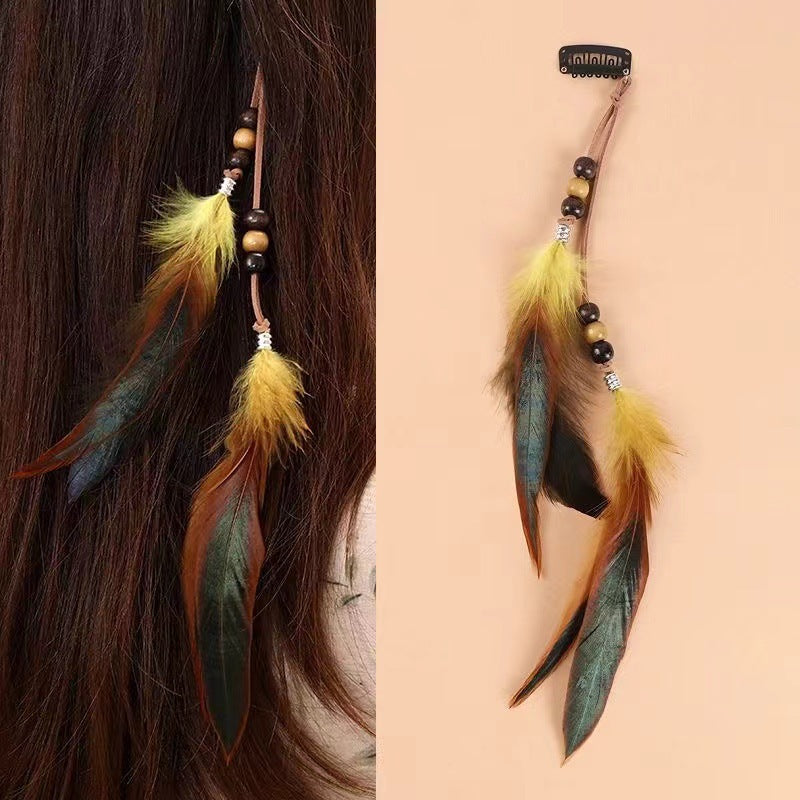 Vintage Feather Hairpin with Tassel Bohemian Hair Accessories