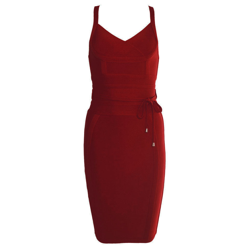 Women's Stretchy Bandage Bodycon Dress with Belt