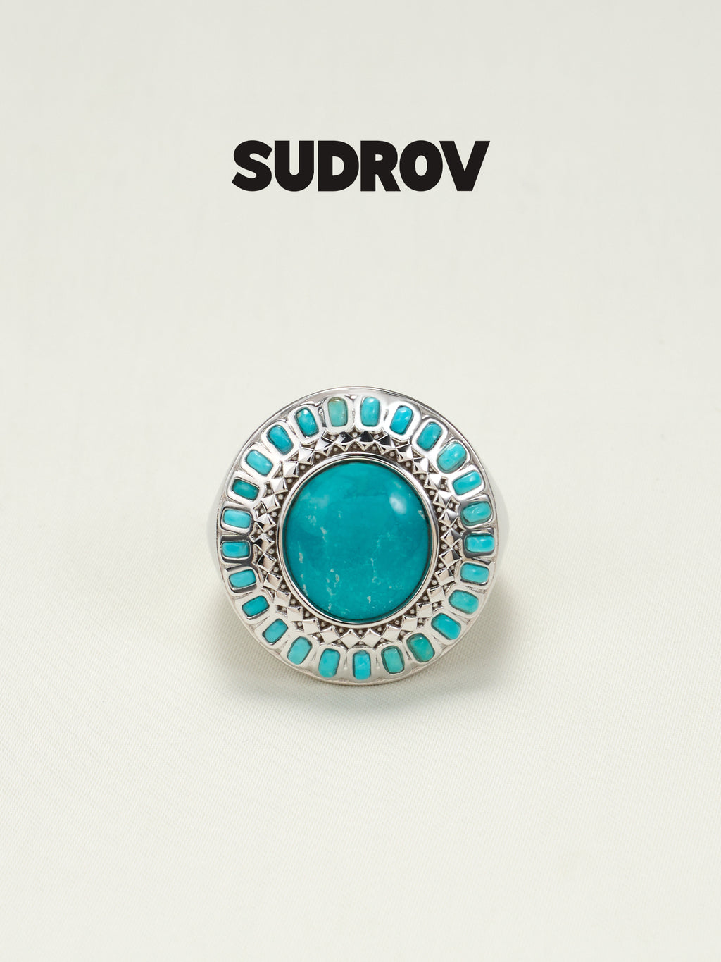 A high-end turquoise ring with a light luxury design sense for women
