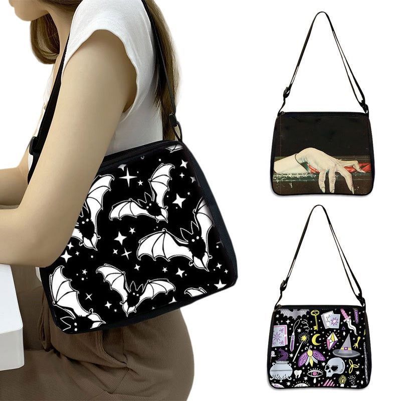Polyester Gothic Print Underarm Handbag