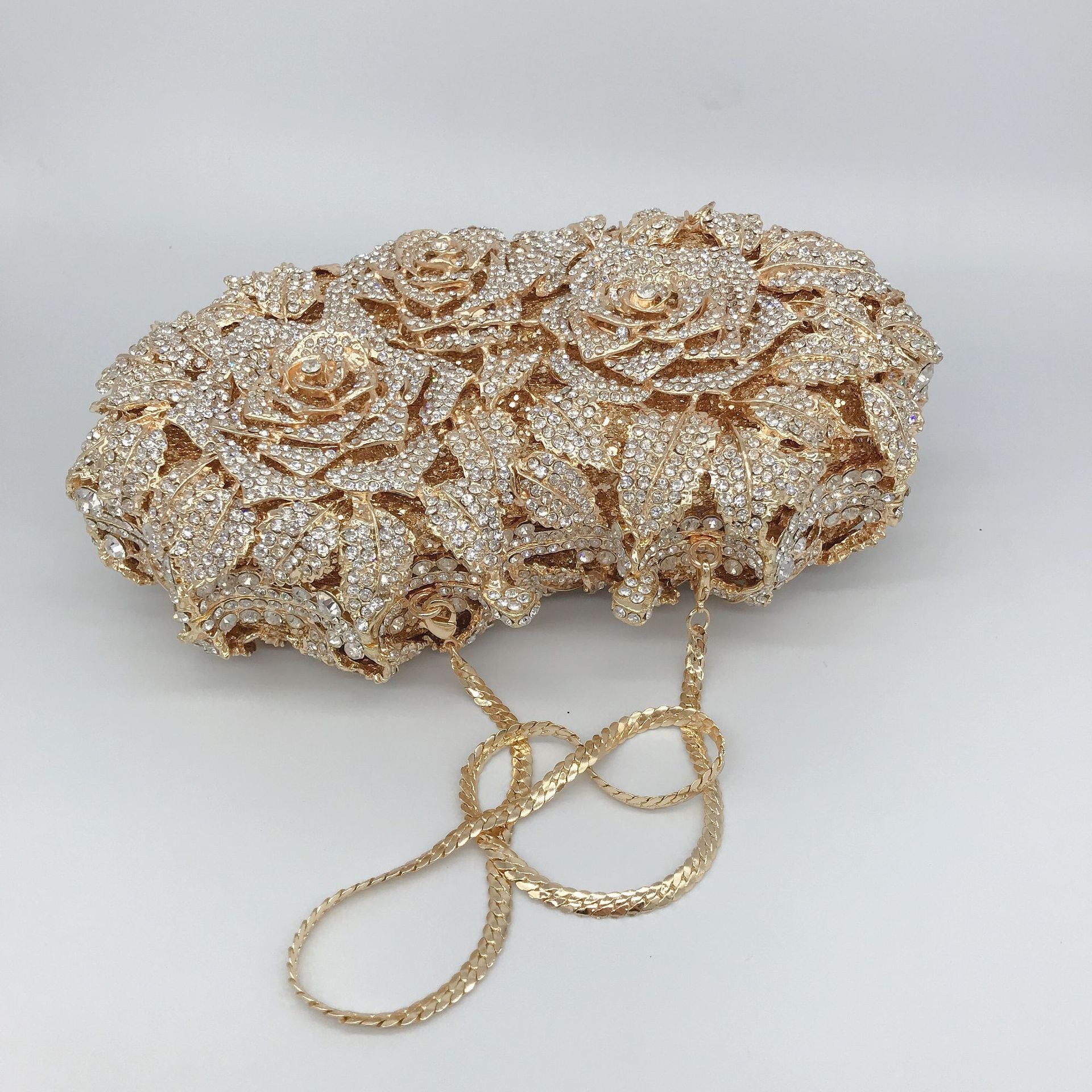 Cut Out Rose Flower Diamond Dinner Bag