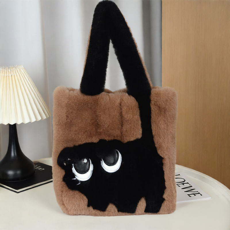 Plush single-shoulder handbag