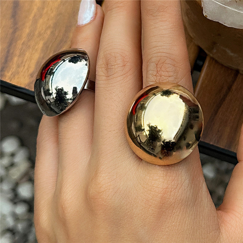 Exaggerated French Semicircle Metal Ring Simple Irregular Hand Jewelry