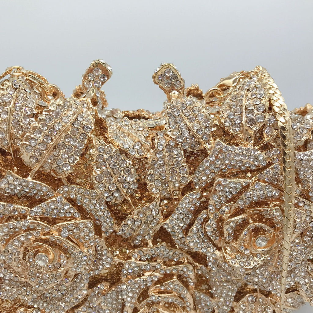 Cut Out Rose Flower Diamond Dinner Bag