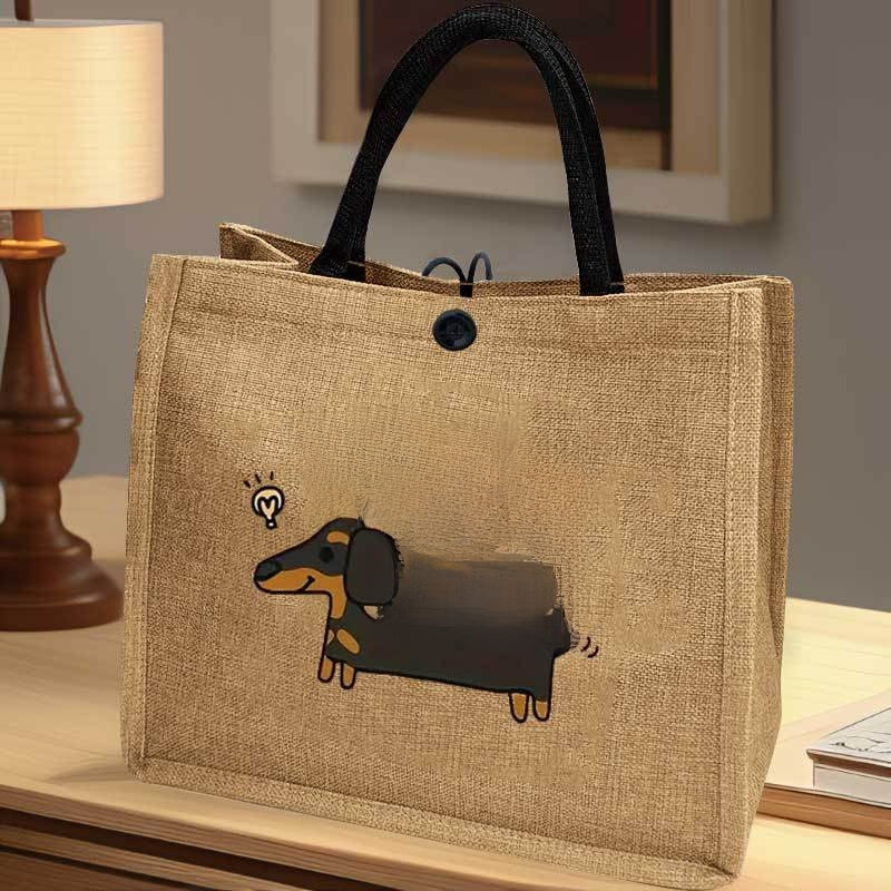 Daxs Hound Print Linen Handbag