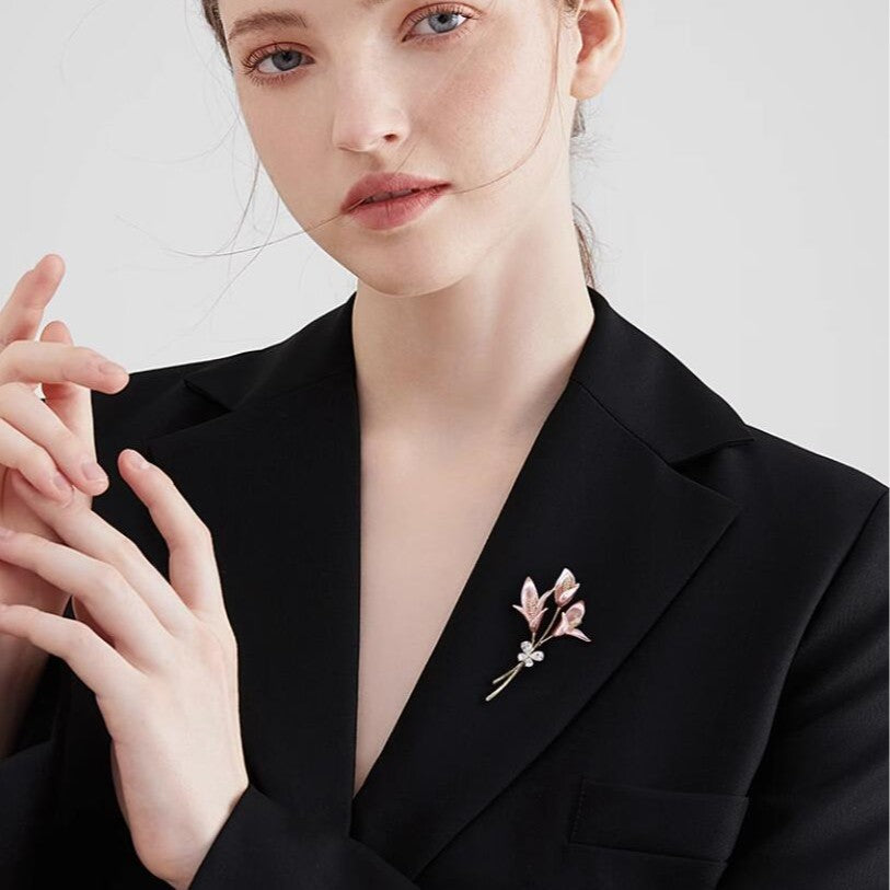 Lily Butterfly Brooch for Women, Elegant Floral Pin