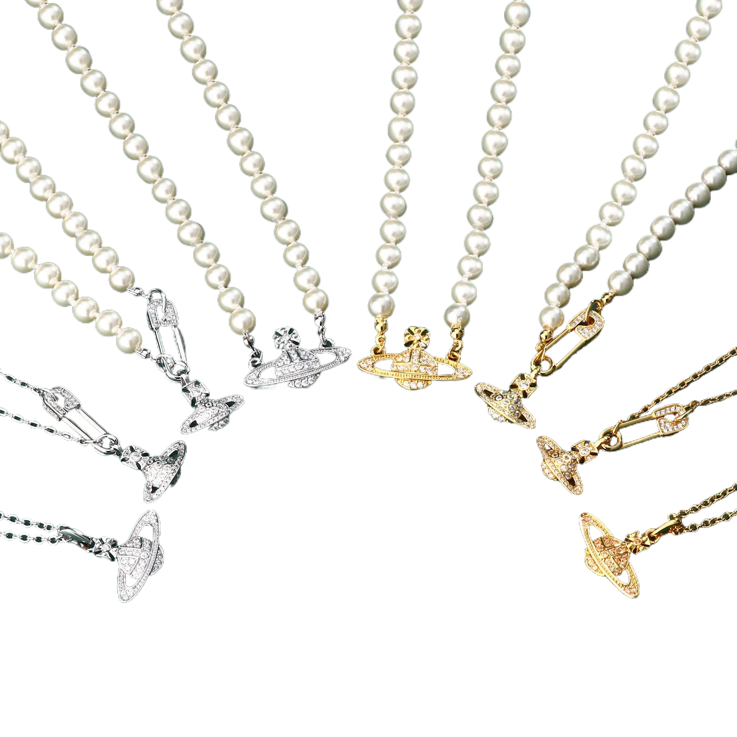 Saturn Pearl Pendant Necklace for Women