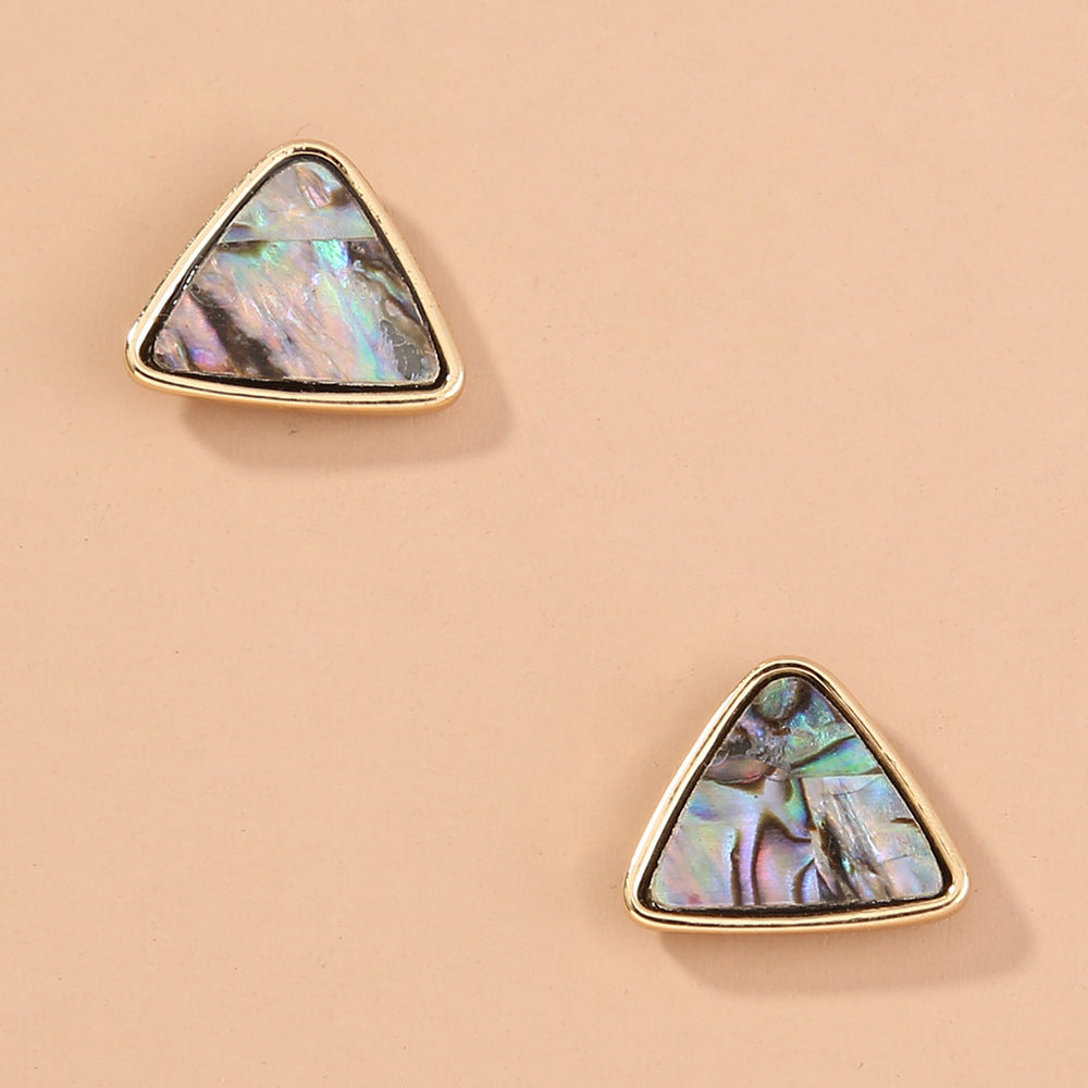Vintage Joker Triangle Inlaid Natural Abalone Bei Earrings Women Earrings Wholesale