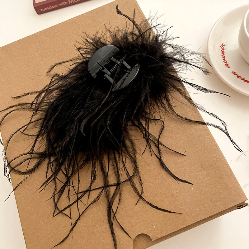 Elegant Ostrich Feather Hair Clip for Women