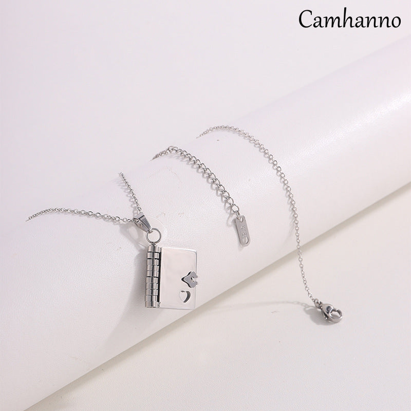 Titanium steel girls love letter necklace can be opened