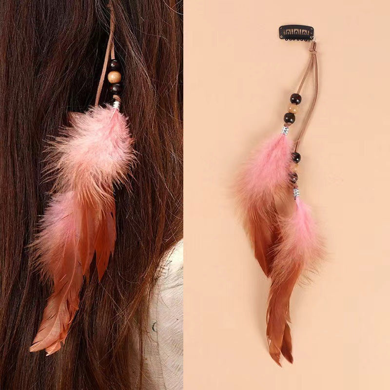 Vintage Feather Hairpin with Tassel Bohemian Hair Accessories