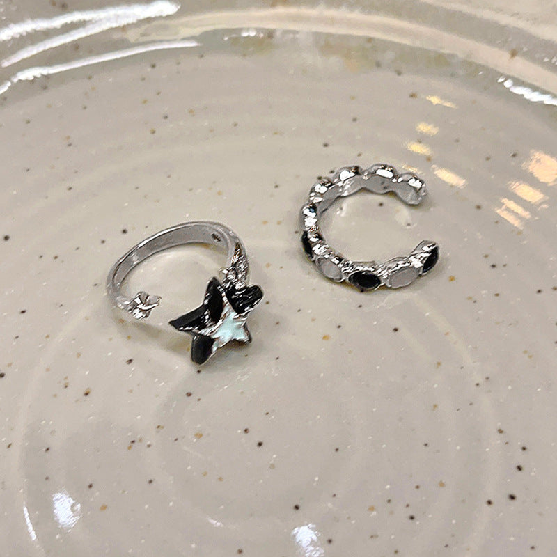 Blue Star Ring Women Premium Feeling Cat's Eye Stone Index Ring