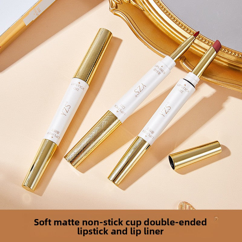 Soft fog non-stick cup double head lipstick