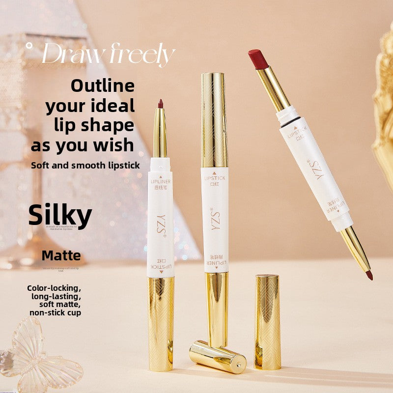 Soft fog non-stick cup double head lipstick