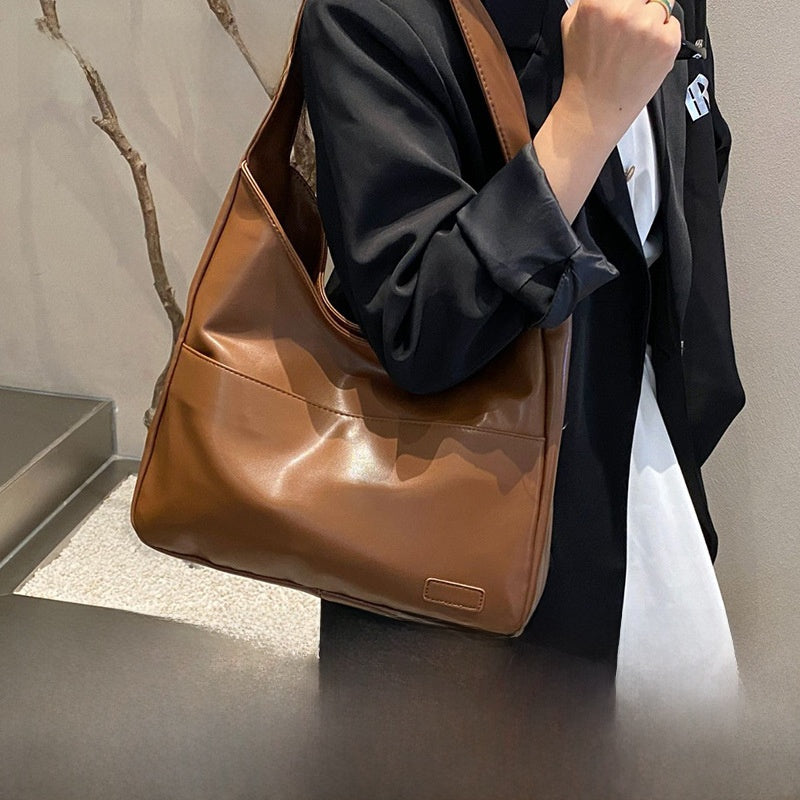 Retro Large Capacity PU Shoulder Tote Bag