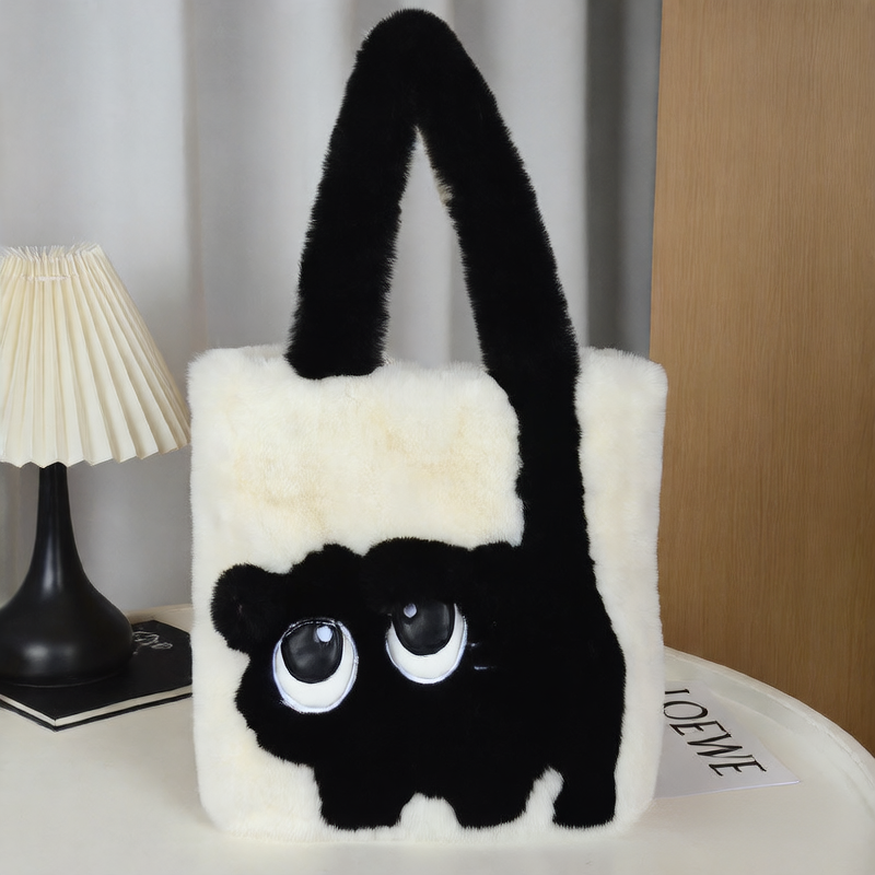 Plush single-shoulder handbag