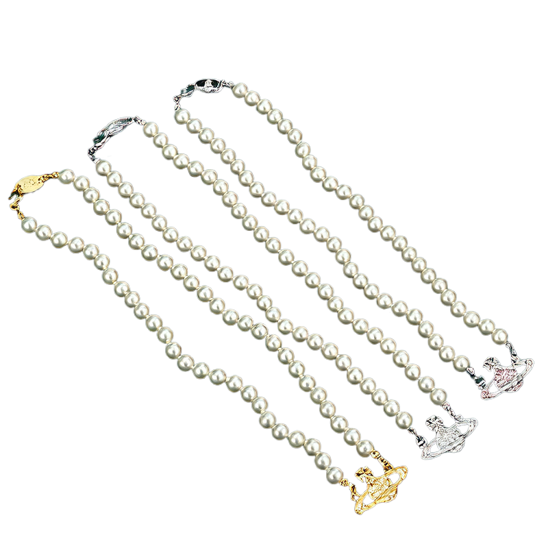 Saturn Pearl Pendant Necklace for Women