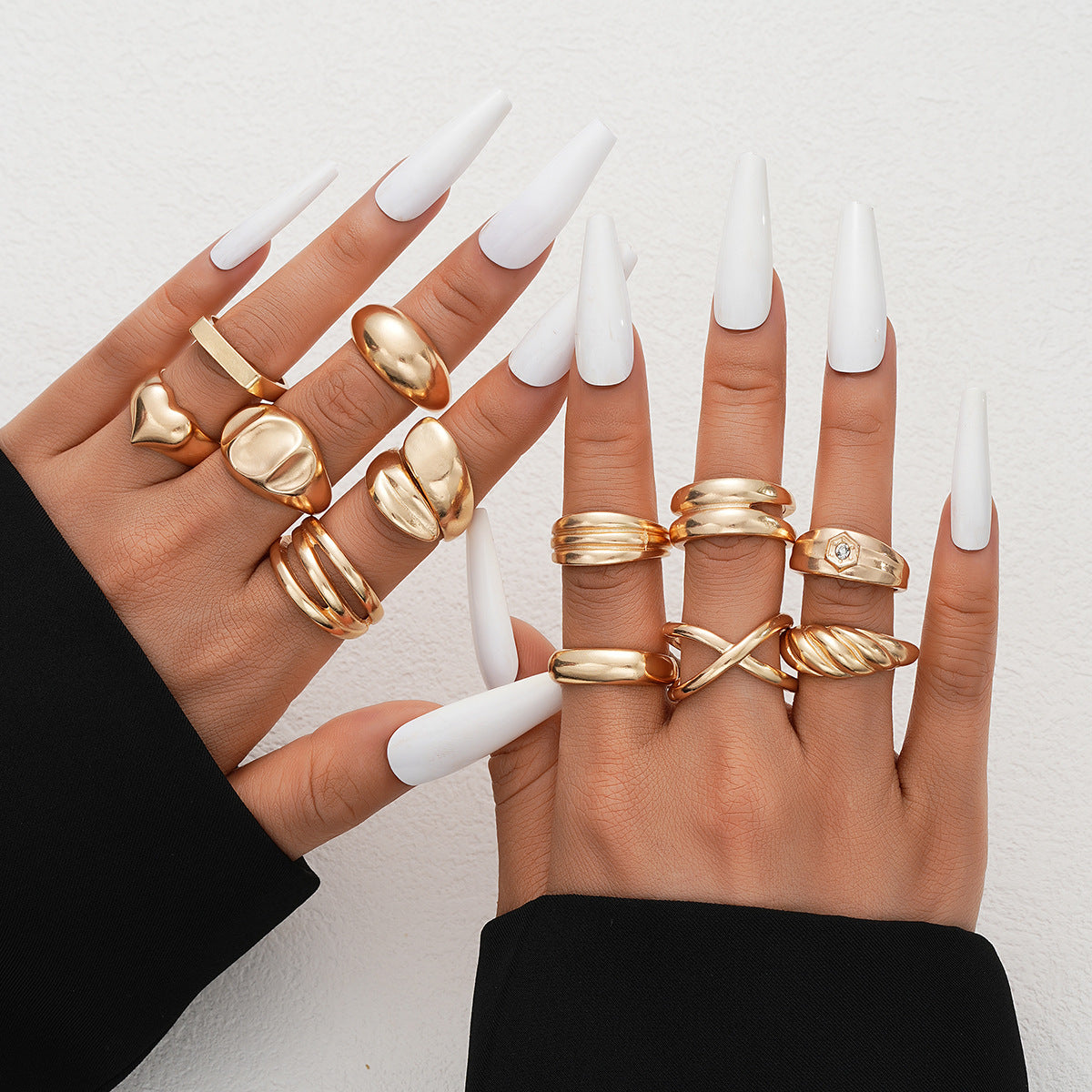 Stackable Gemstone Pearl Open Wide Rings for Women