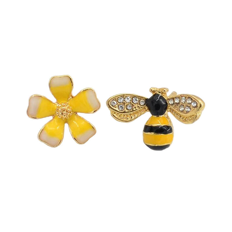 Flower Bee Stud Earrings for Women