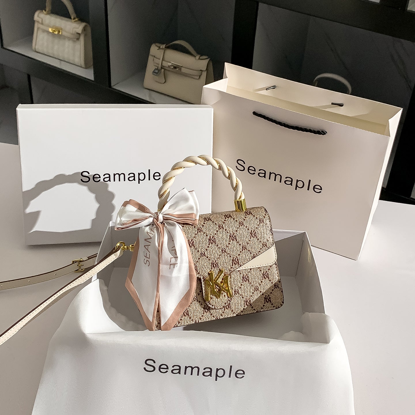 Women's Genuine Leather Small Square Handbag