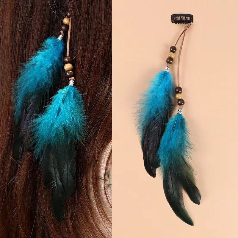 Vintage Feather Hairpin with Tassel Bohemian Hair Accessories