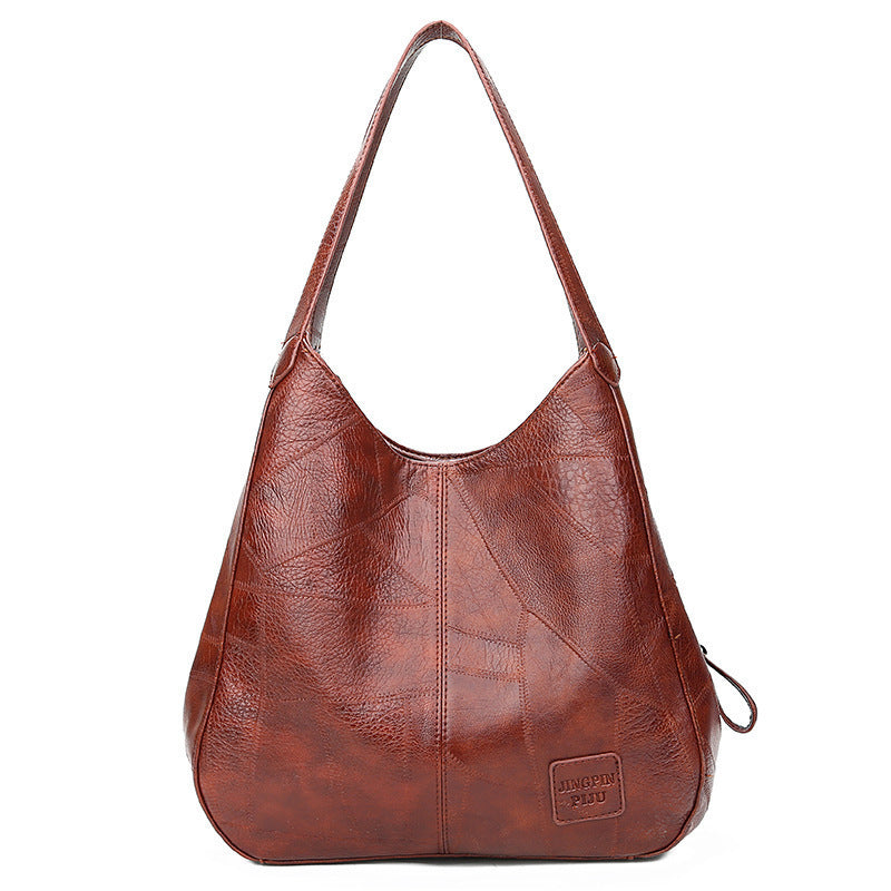 Retro Soft Leather Multi-Compartment Tote Bag